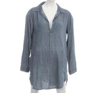 CP Shades Women’s Blue Linen Blend Chambray Tunic Top Pockets Made in USA Small